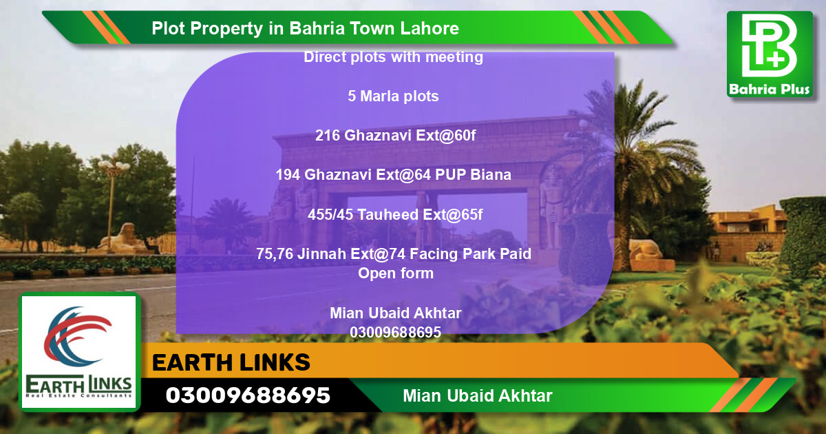 Residential Plot for Sale in Bahria Town, Lahore - (BP-79393)