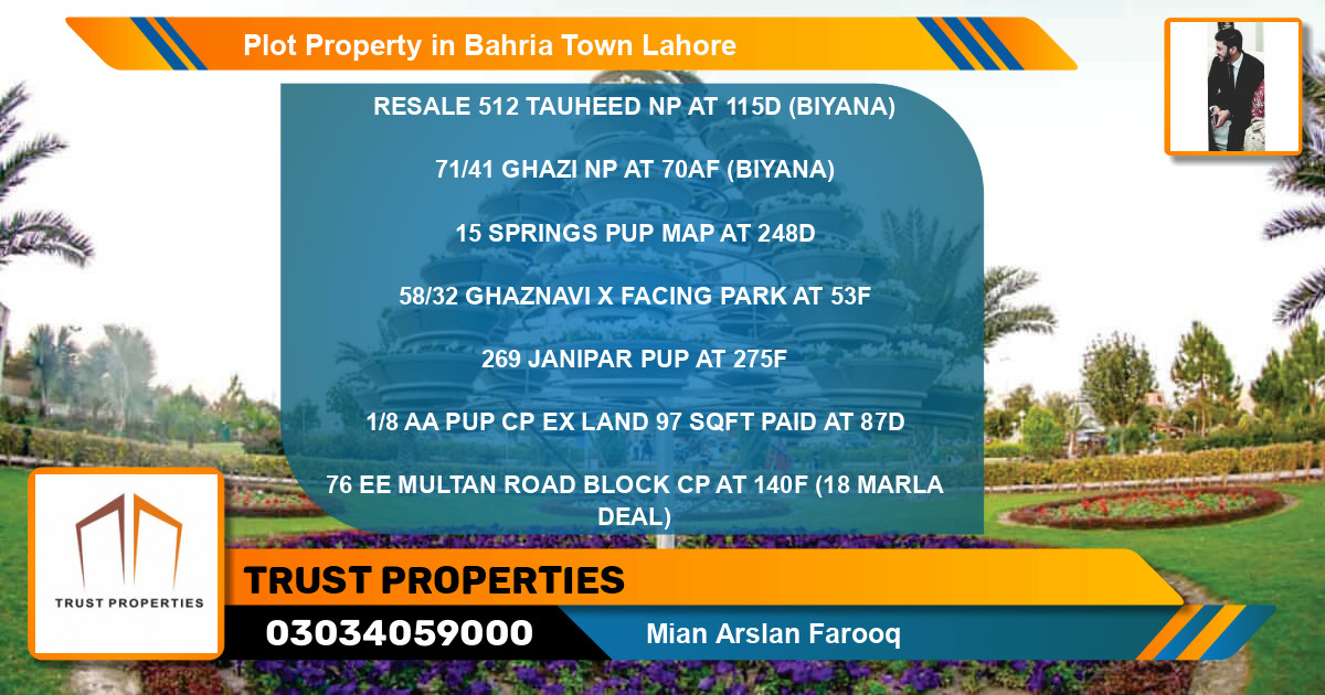 Residential Plot for Sale in Bahria Town, Lahore - (BP-79416)