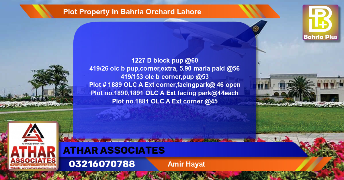 Residential Plot for Sale in Bahria Orchard, Lahore - (BP-79422)