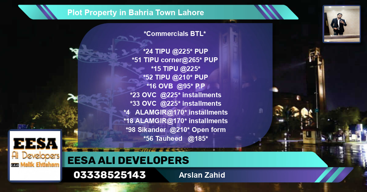 Commercial Plot for Sale in Bahria Town, Lahore - (BP-79443)