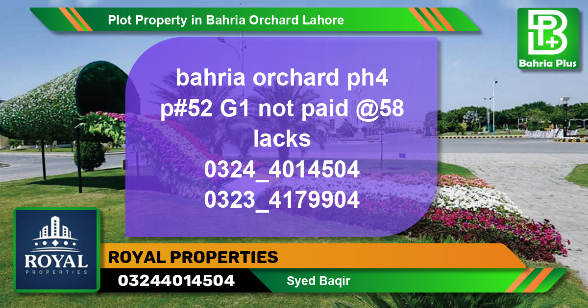 Residential Plot for Sale in Bahria Orchard, Lahore - (BP-79444)