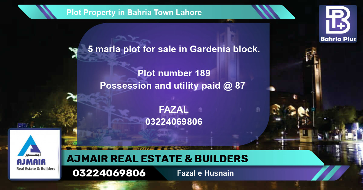 Residential Plot for Sale in Bahria Town, Lahore - (BP-79461)