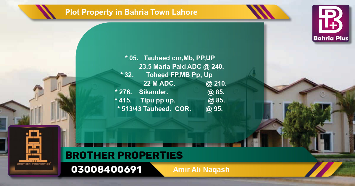 Residential Plot for Sale in Bahria Town, Lahore - (BP-79474)