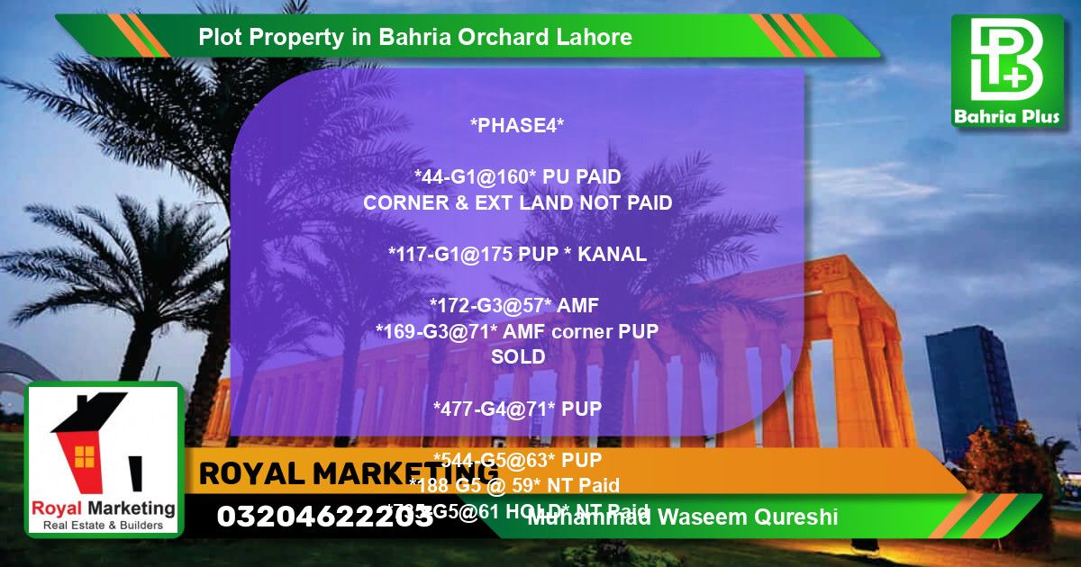 Residential Plot for Sale in Bahria Orchard, Lahore - (BP-79477)