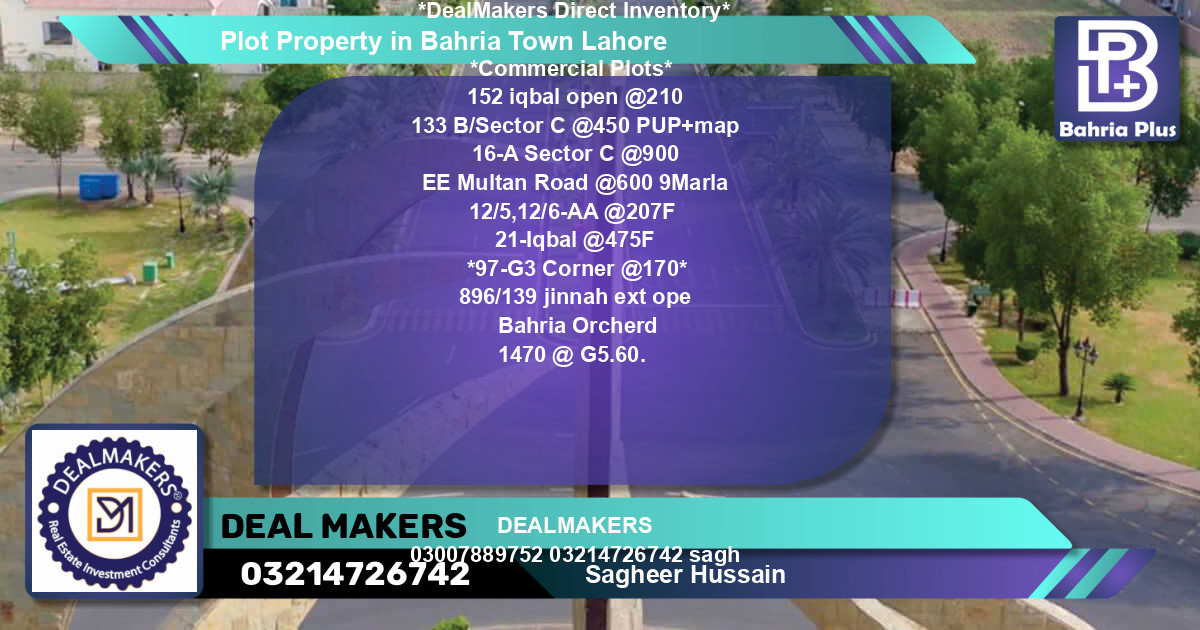 Commercial Plot for Sale in Bahria Town, Lahore - (BP-79482)