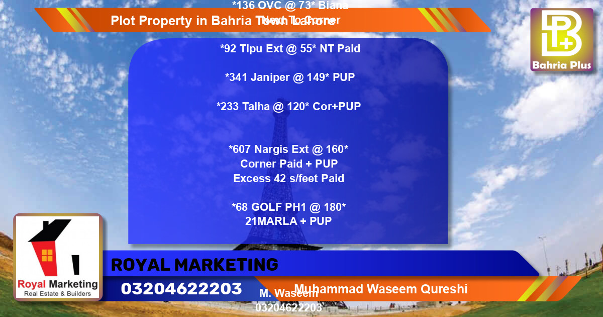 Residential Plot for Sale in Bahria Town, Lahore - (BP-79484)