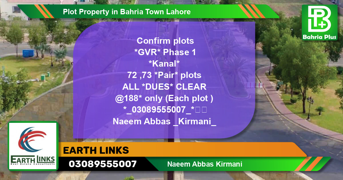 Residential Plot for Sale in Bahria Town, Lahore - (BP-79495)