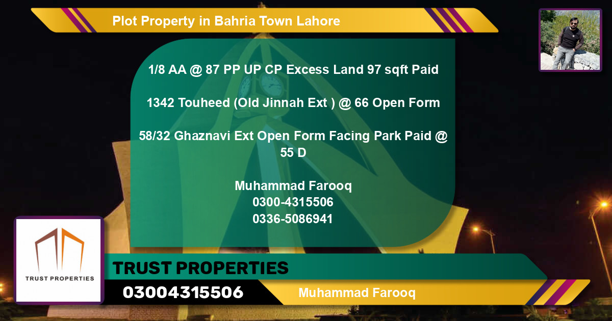 Residential Plot for Sale in Bahria Town, Lahore - (BP-79508)