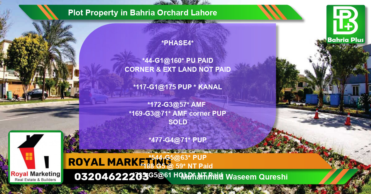 Residential Plot for Sale in Bahria Orchard, Lahore - (BP-79512)