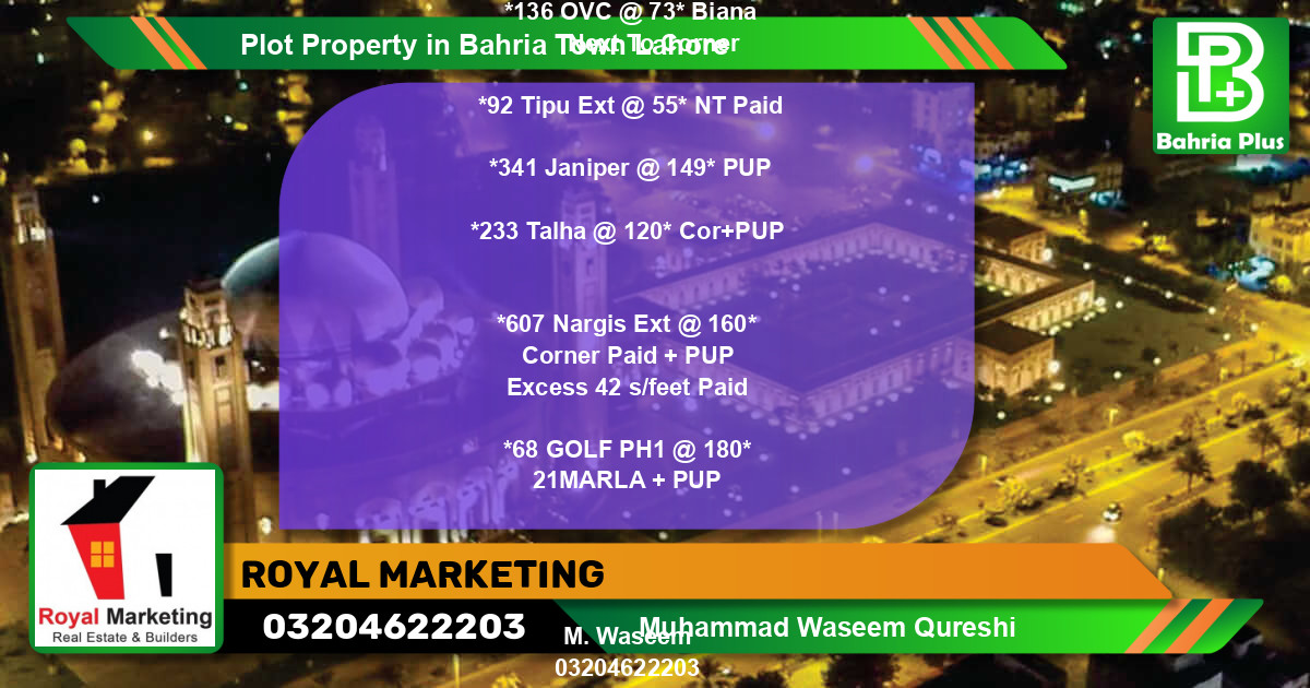 Residential Plot for Sale in Bahria Town, Lahore - (BP-79519)