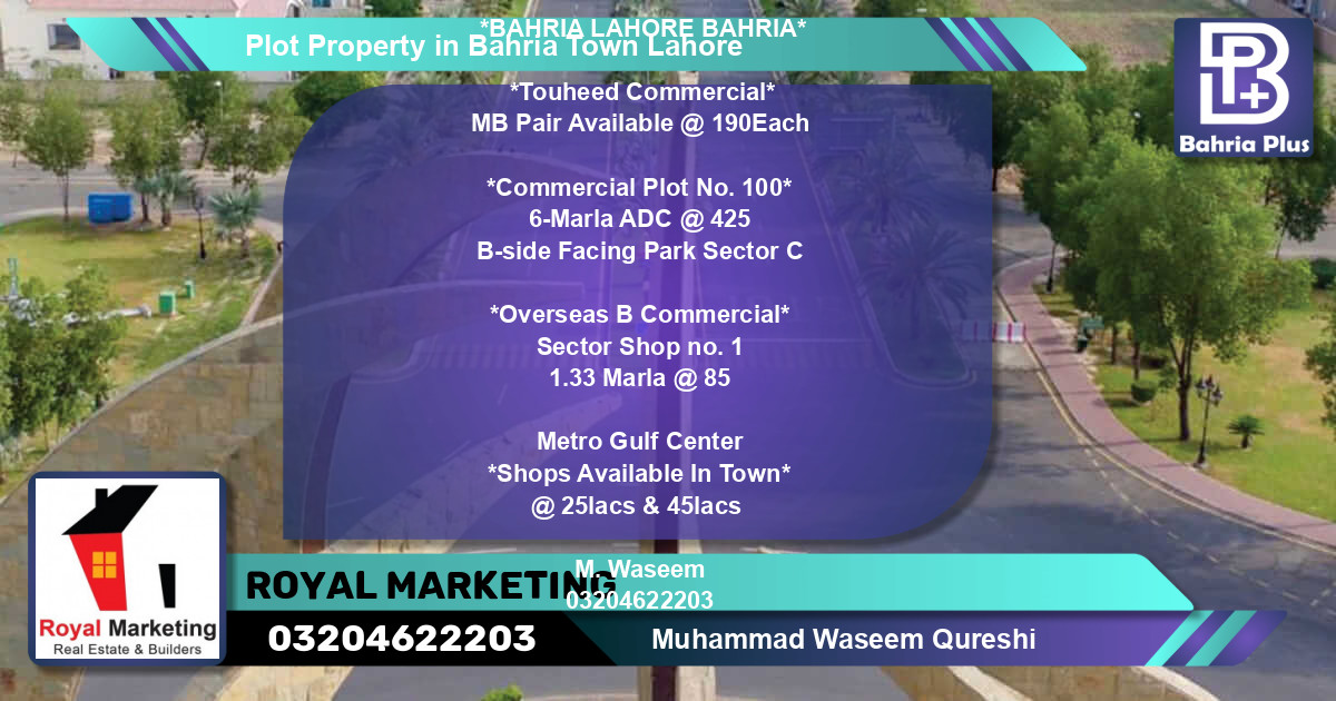Commercial Plot for Sale in Bahria Town, Lahore - (BP-79520)