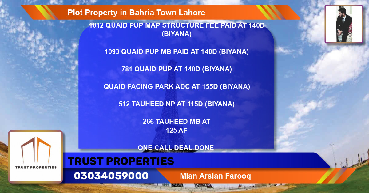 Residential Plot for Sale in Bahria Town, Lahore - (BP-79532)
