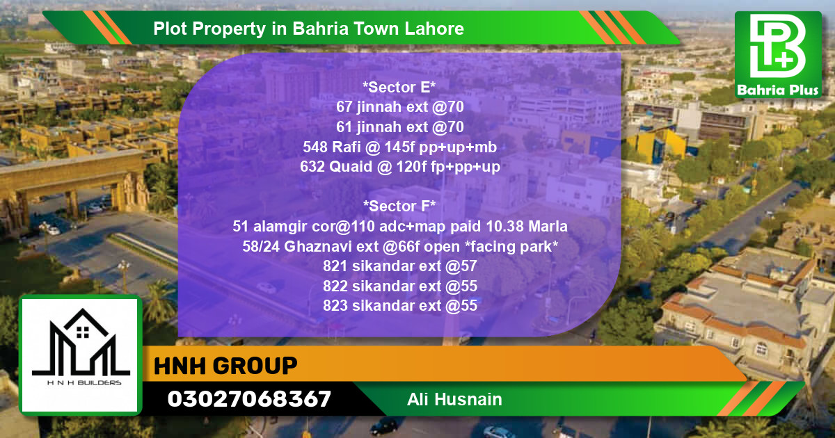 Residential Plot for Sale in Bahria Town, Lahore - (BP-79557)