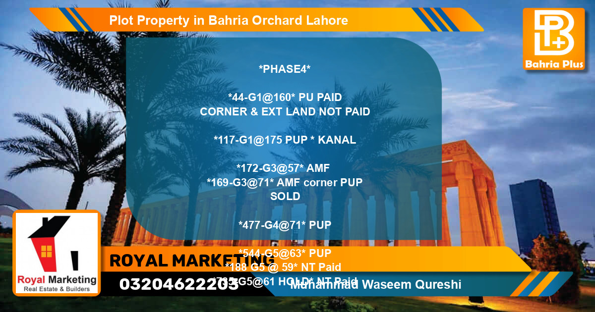 Residential Plot for Sale in Bahria Orchard, Lahore - (BP-79564)