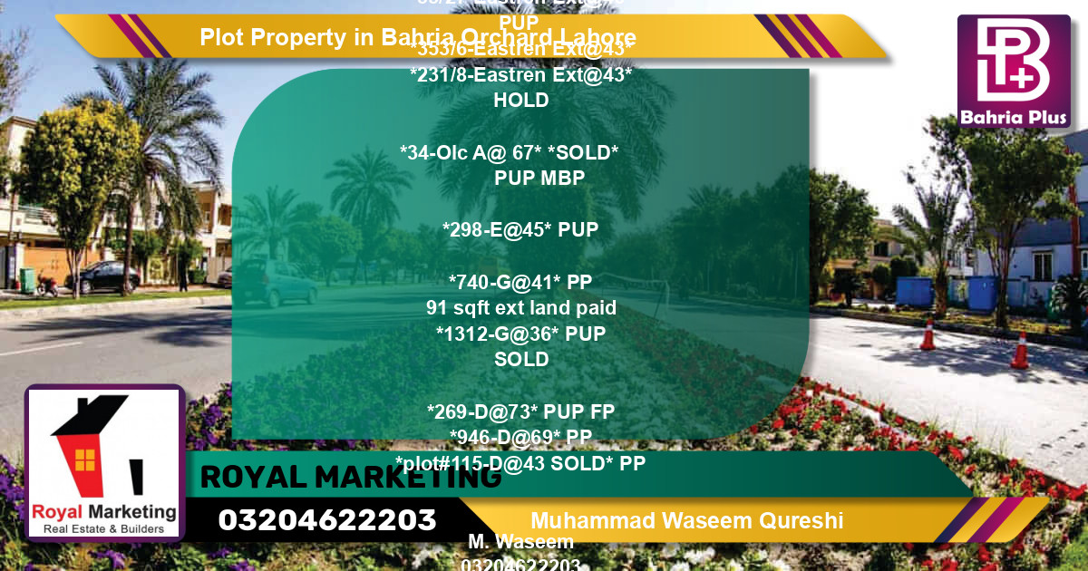 Residential Plot for Sale in Bahria Orchard, Lahore - (BP-79568)