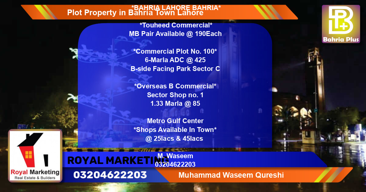 Commercial Plot for Sale in Bahria Town, Lahore - (BP-79570)