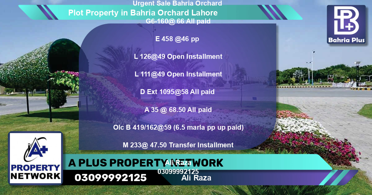 Residential Plot for Sale in Bahria Orchard, Lahore - (BP-79585)