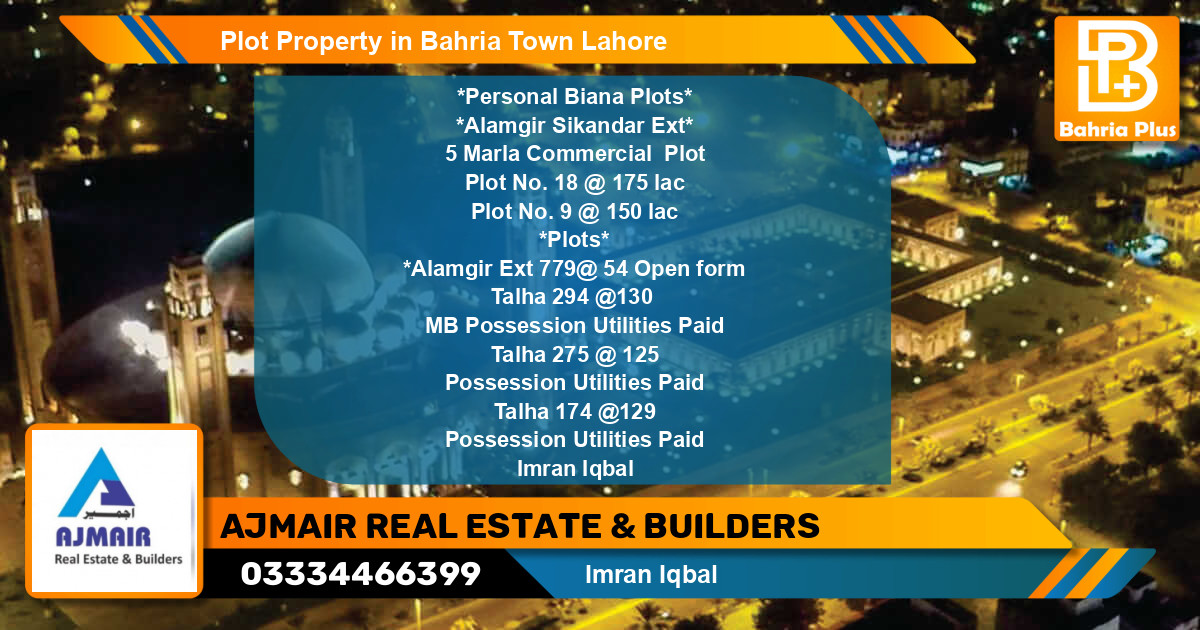 Commercial Plot for Sale in Bahria Town, Lahore - (BP-79616)
