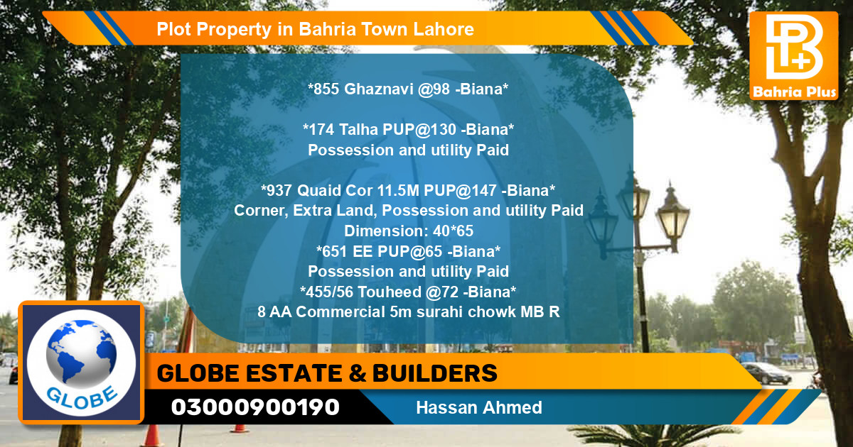 Commercial Plot for Sale in Bahria Town, Lahore - (BP-79618)