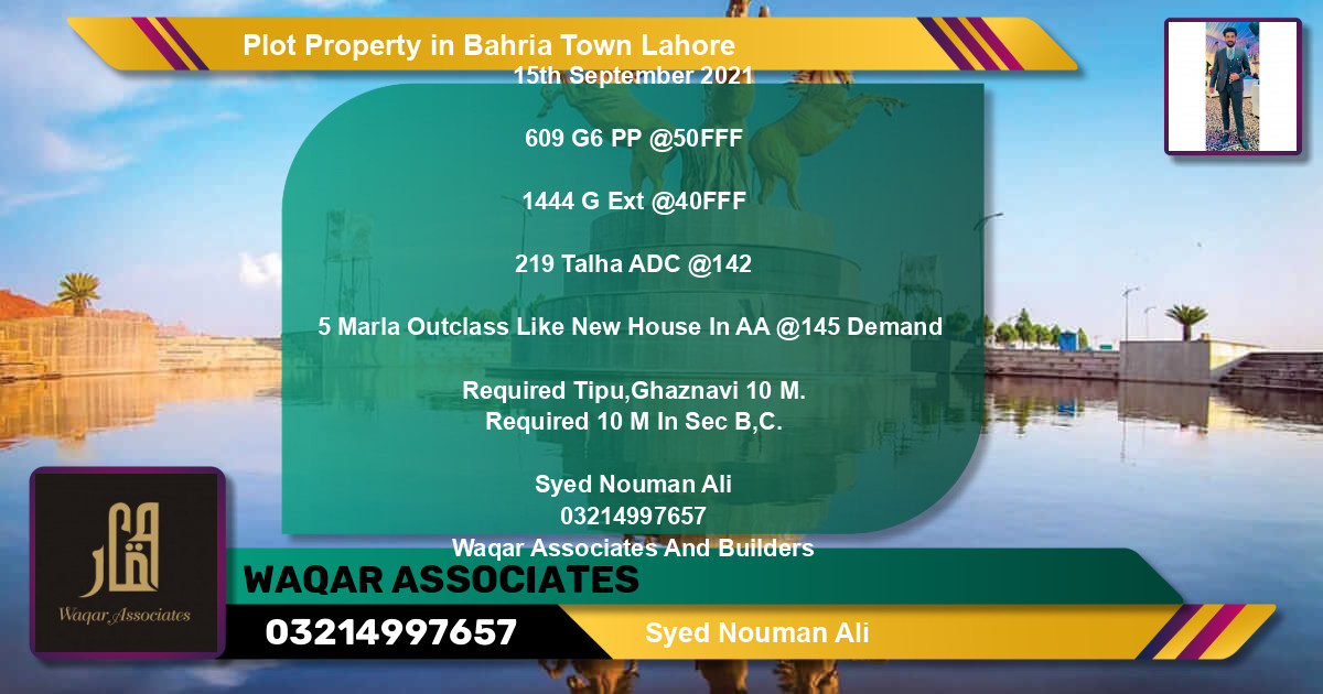 Residential Plot for Sale in Bahria Town, Lahore - (BP-79622)