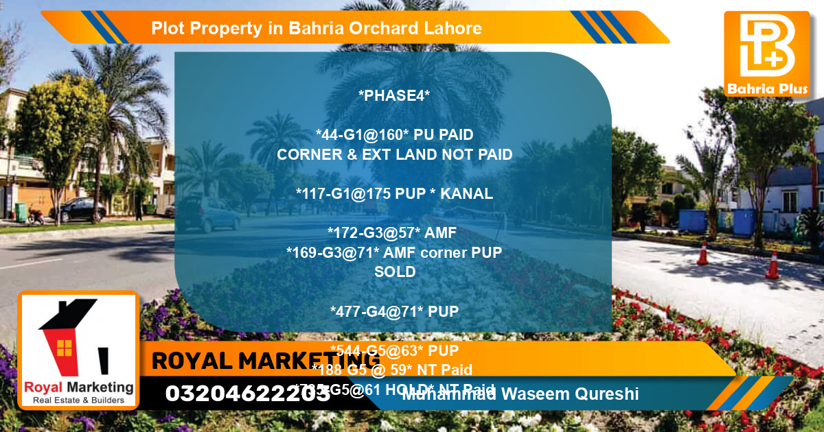 Residential Plot for Sale in Bahria Orchard, Lahore - (BP-79623)