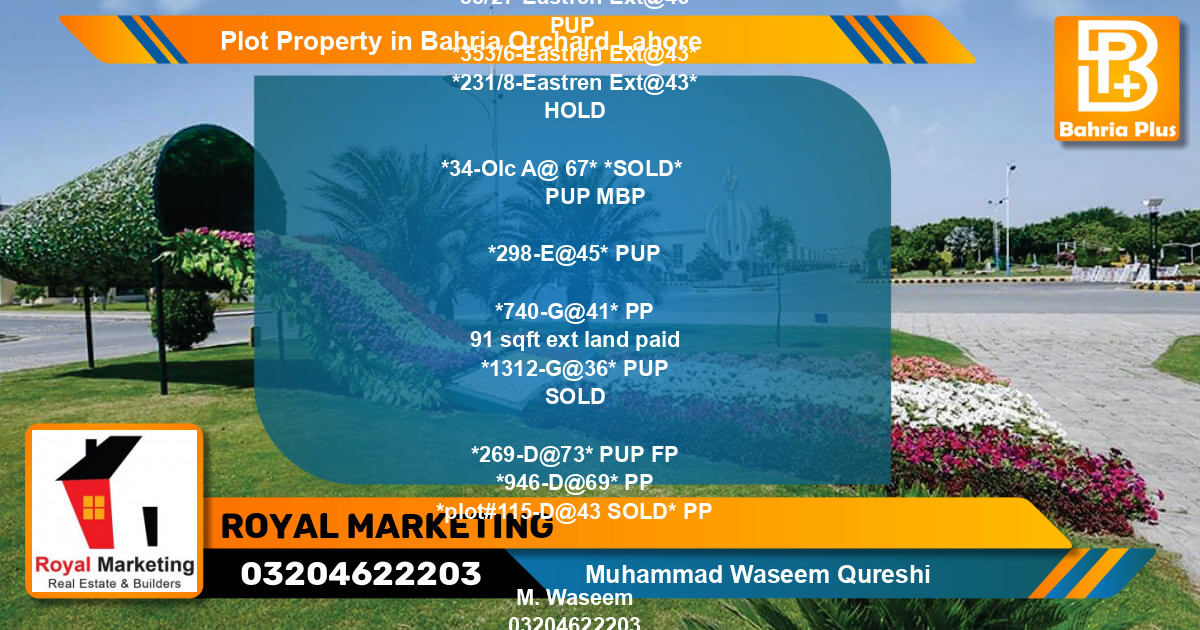 Residential Plot for Sale in Bahria Orchard, Lahore - (BP-79627)
