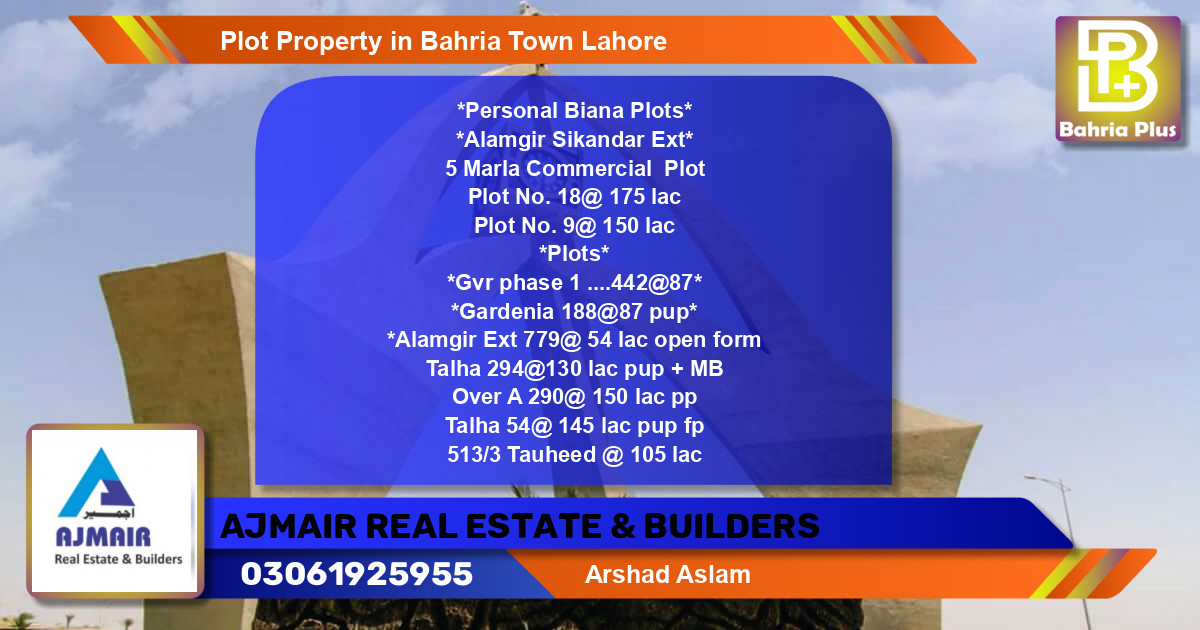 Commercial Plot for Sale in Bahria Town, Lahore - (BP-79649)