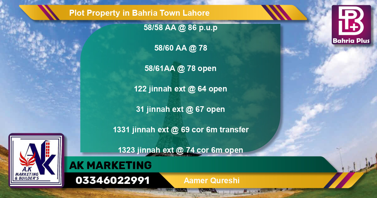 Residential Plot for Sale in Bahria Town, Lahore - (BP-79664)