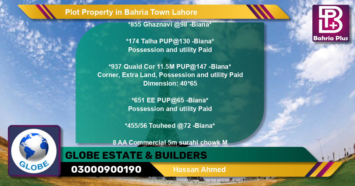 Commercial Plot for Sale in Bahria Town, Lahore - (BP-79679)