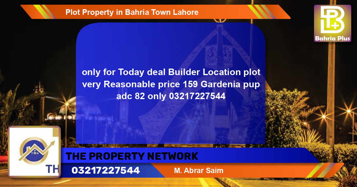 Residential Plot for Sale in Bahria Town, Lahore - (BP-79687)