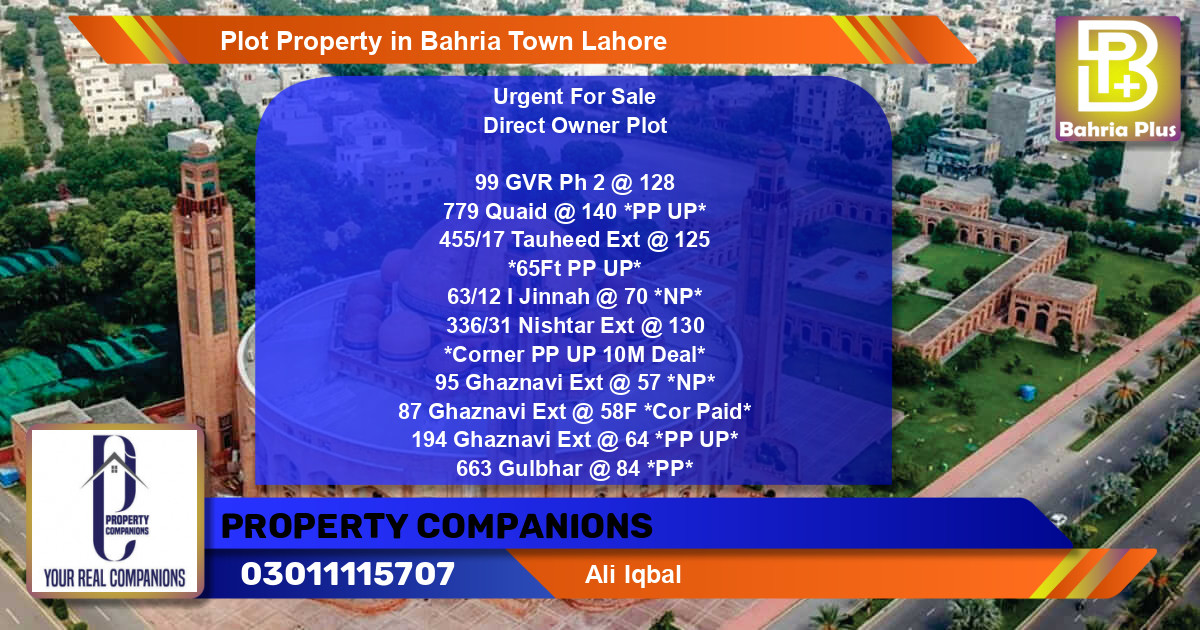 Residential Plot for Sale in Bahria Town, Lahore - (BP-79690)