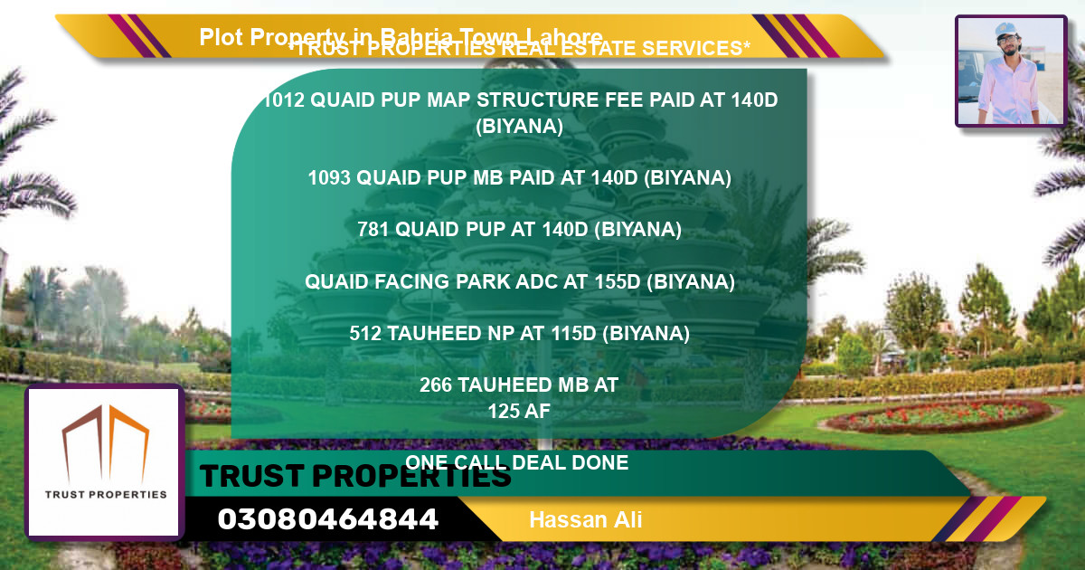 Residential Plot for Sale in Bahria Town, Lahore - (BP-79692)