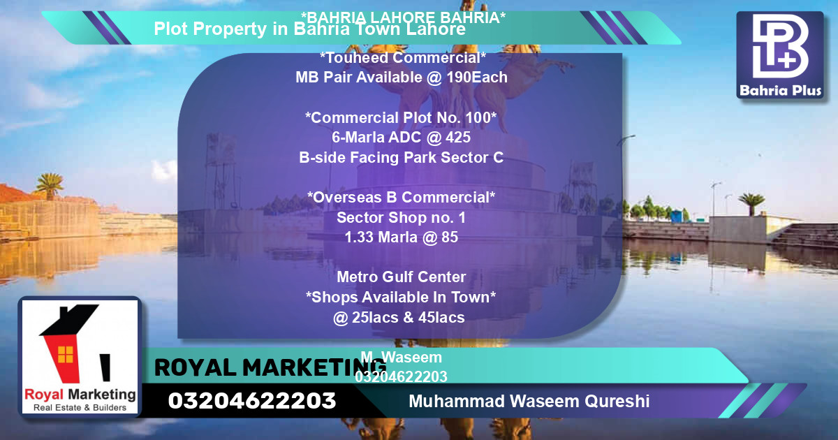Commercial Plot for Sale in Bahria Town, Lahore - (BP-79719)