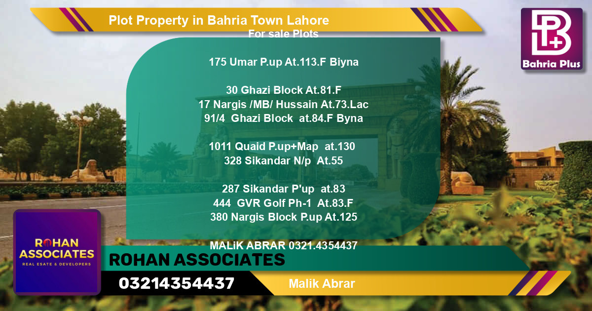 Residential Plot for Sale in Bahria Town, Lahore - (BP-79734)