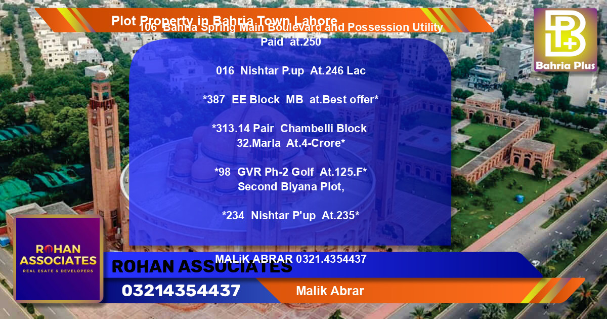 Residential Plot for Sale in Bahria Town, Lahore - (BP-79735)