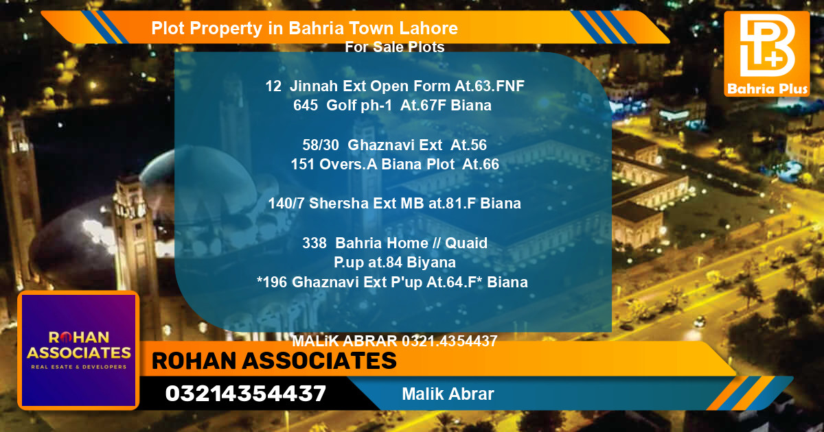 Residential Plot for Sale in Bahria Town, Lahore - (BP-79737)