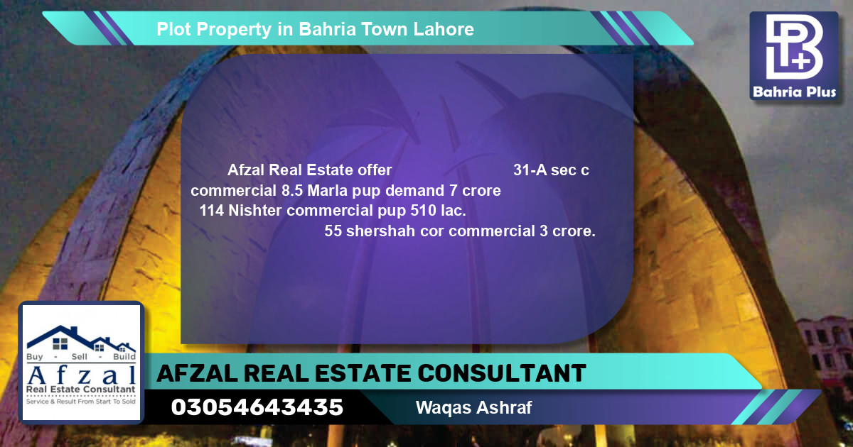 Commercial Plot for Sale in Bahria Town, Lahore - (BP-79750)