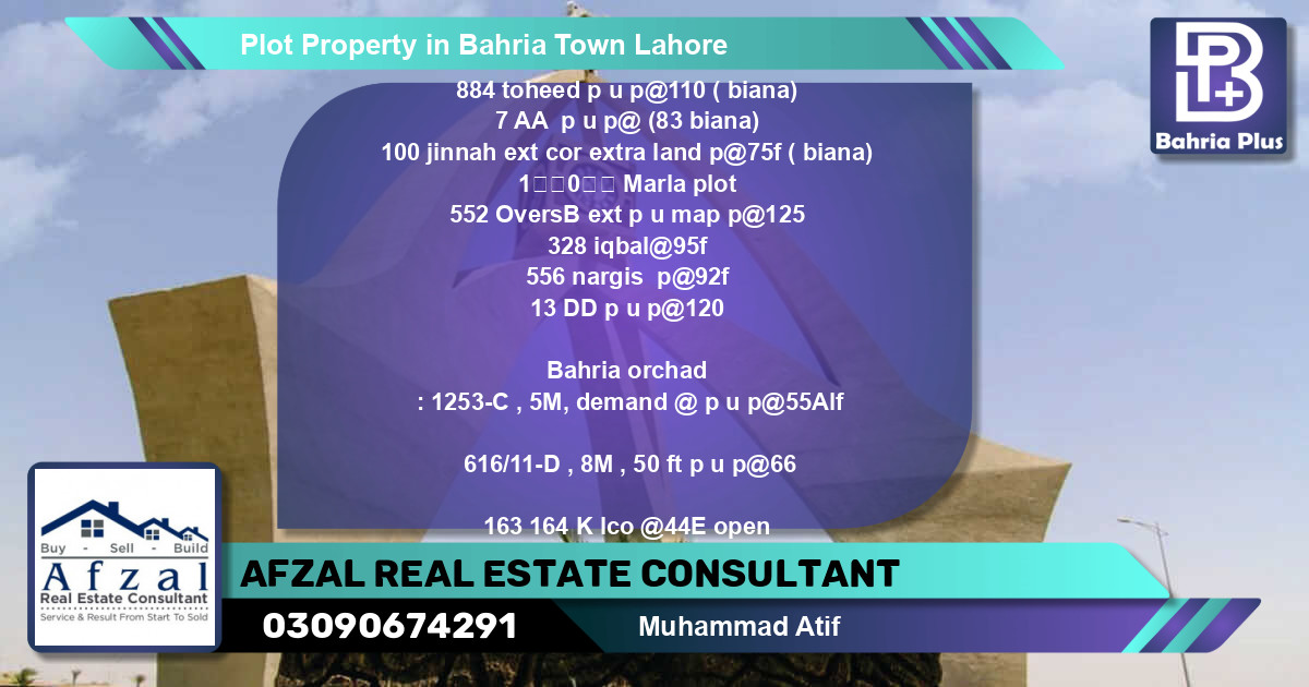 Residential Plot for Sale in Bahria Town, Lahore - (BP-79760)