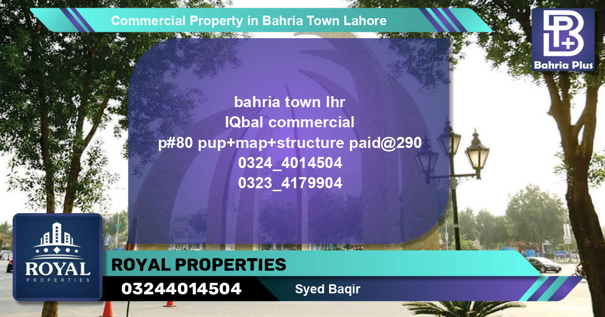 Commercial Property for Sale in Bahria Town, Lahore - (BP-79771)