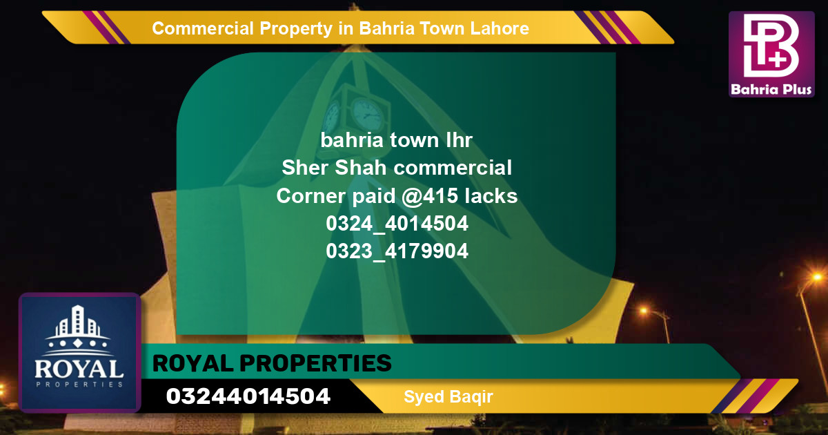 Commercial Property for Sale in Bahria Town, Lahore - (BP-79774)