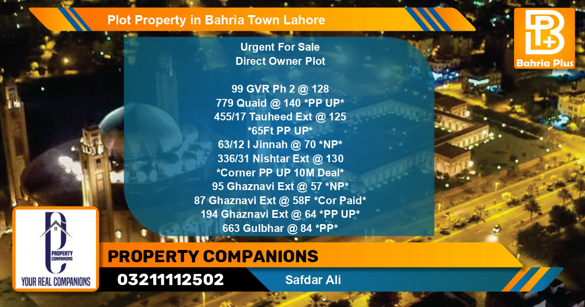 Residential Plot for Sale in Bahria Town, Lahore - (BP-79806)