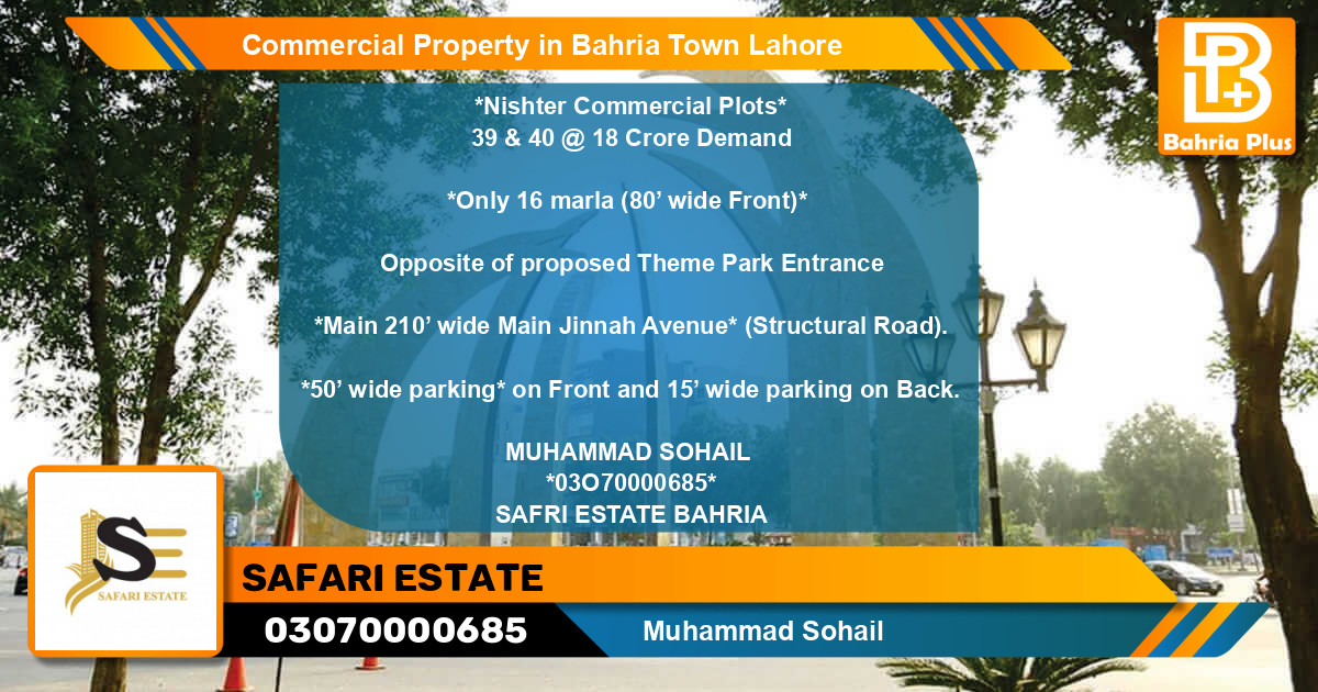 Commercial Property for Sale in Bahria Town, Lahore - (BP-79817)