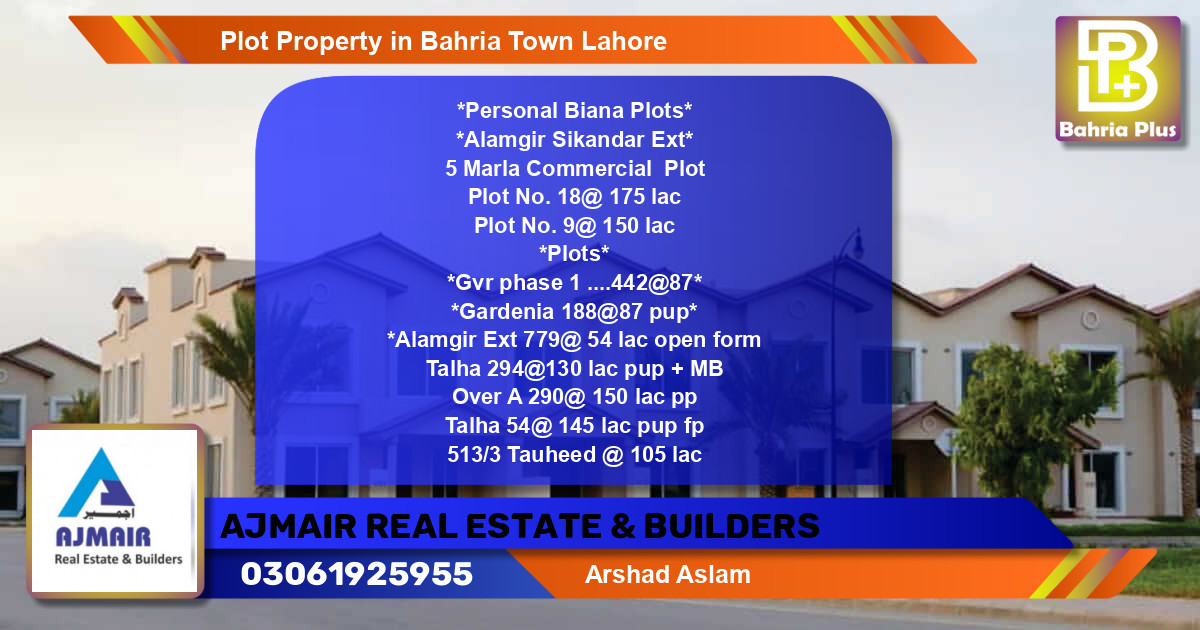 Commercial Plot for Sale in Bahria Town, Lahore - (BP-79821)