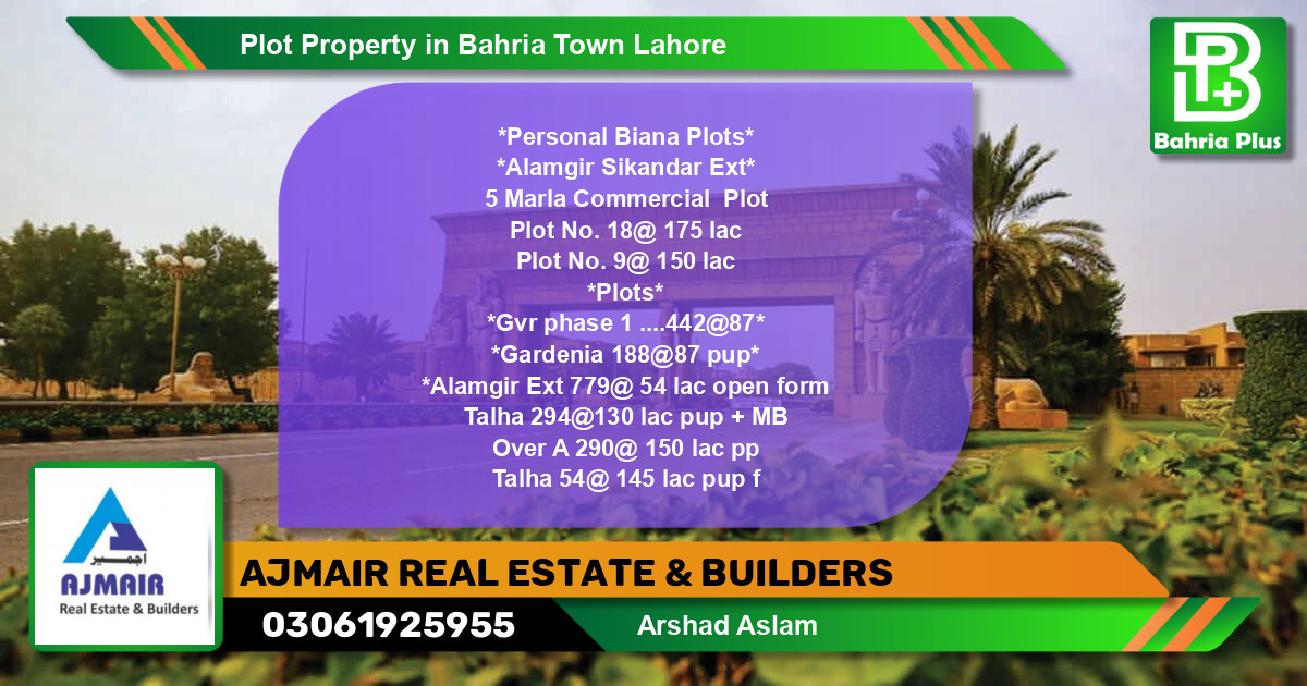 Commercial Plot for Sale in Bahria Town, Lahore - (BP-79822)