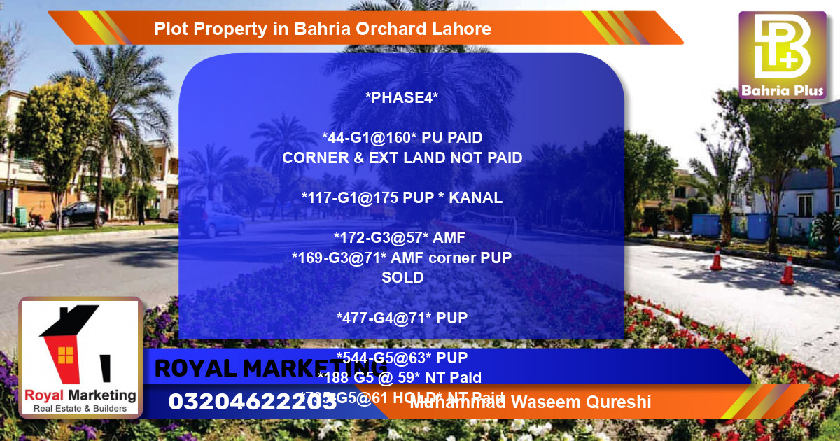 Residential Plot for Sale in Bahria Orchard, Lahore - (BP-79825)