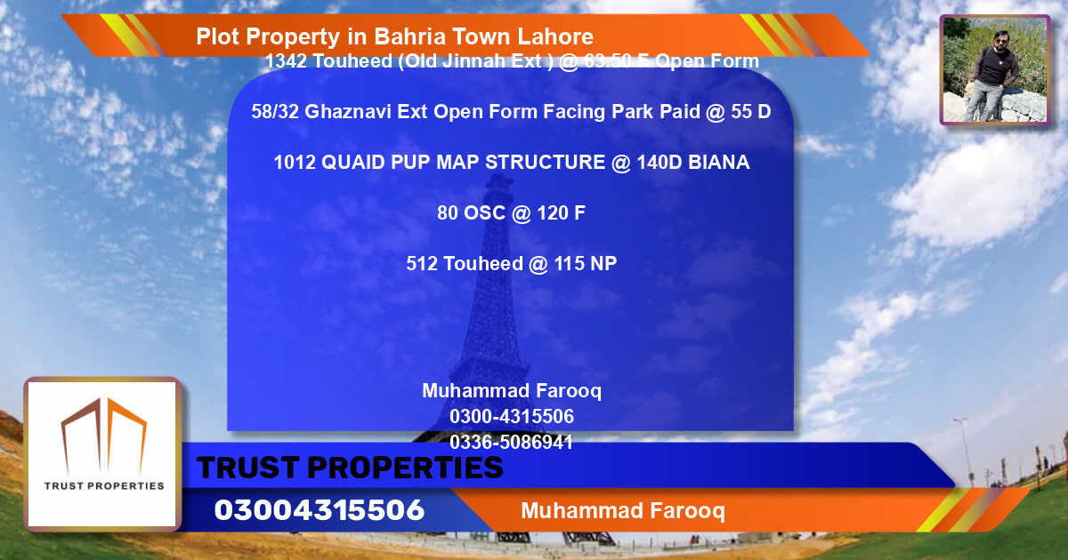 Residential Plot for Sale in Bahria Town, Lahore - (BP-79856)