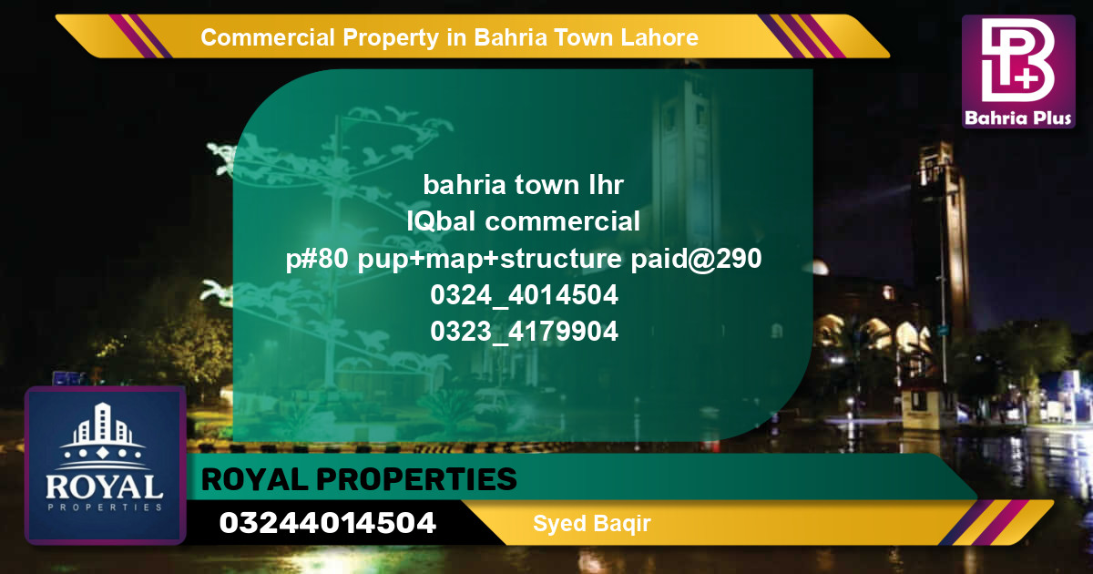 Commercial Property for Sale in Bahria Town, Lahore - (BP-79873)