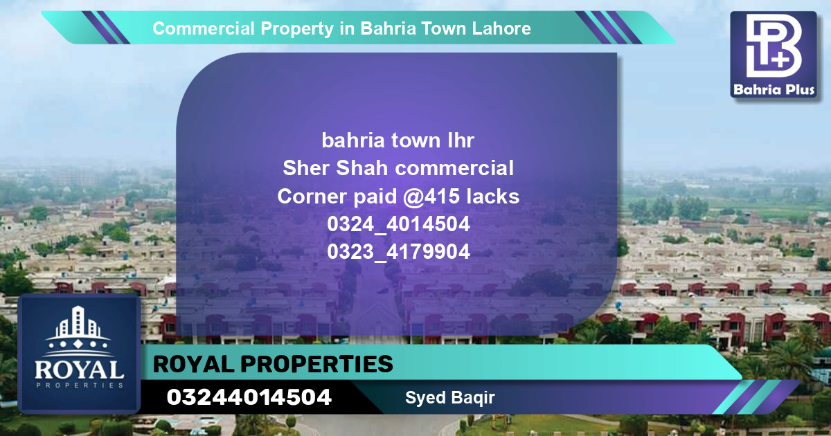 Commercial Property for Sale in Bahria Town, Lahore - (BP-79874)