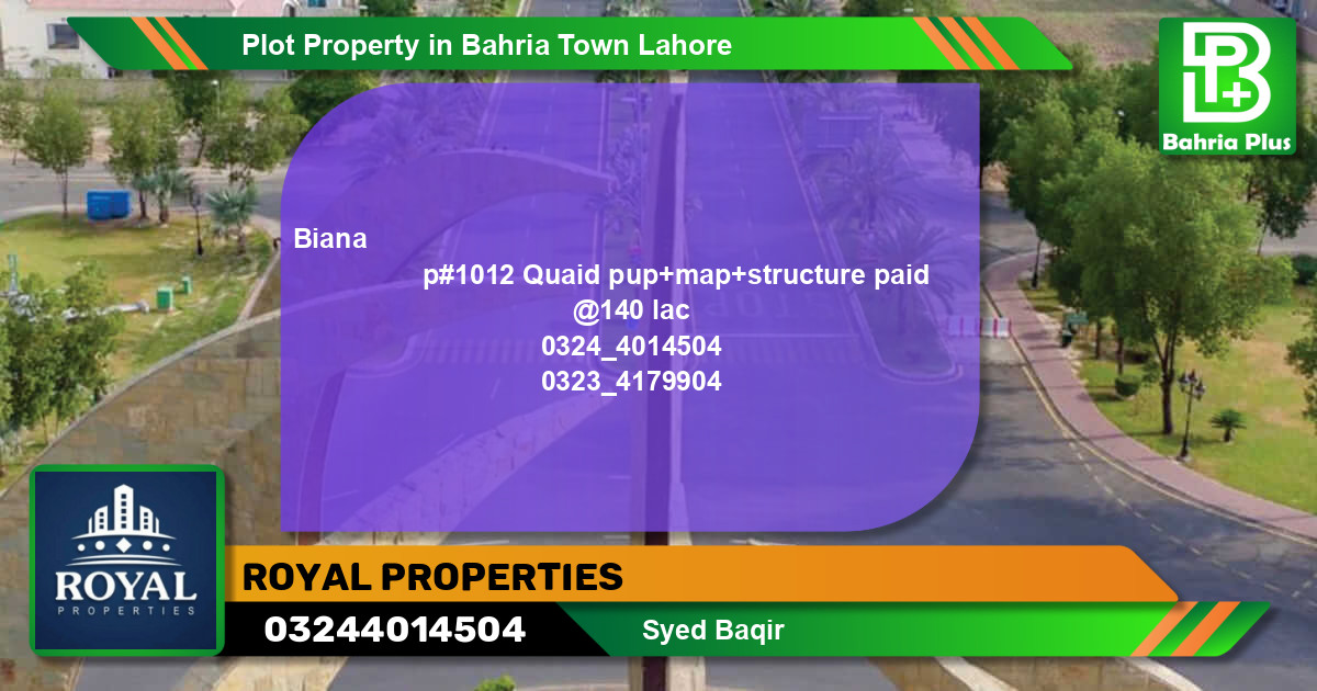 Residential Plot for Sale in Bahria Town, Lahore - (BP-79881)