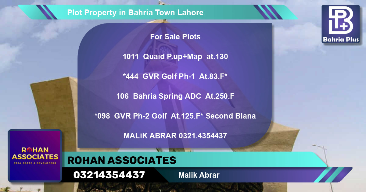 Residential Plot for Sale in Bahria Town, Lahore - (BP-79883)
